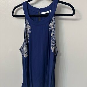 Navy Blue Embroidered Blouse